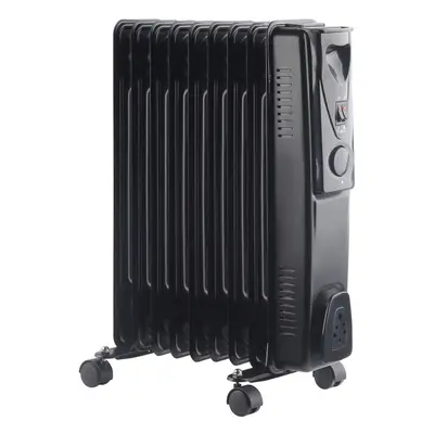 NRG Portable Oil Filled Radiator Electric 2KW Adjustable Thermostat Fin Radiator Heater with Pow