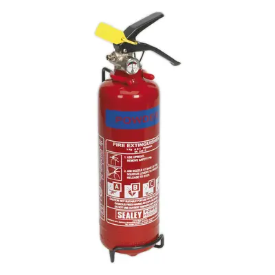 1kg Refillable Dry Powder Fire Extinguisher - Mounting Bracket - Pressure Gauge