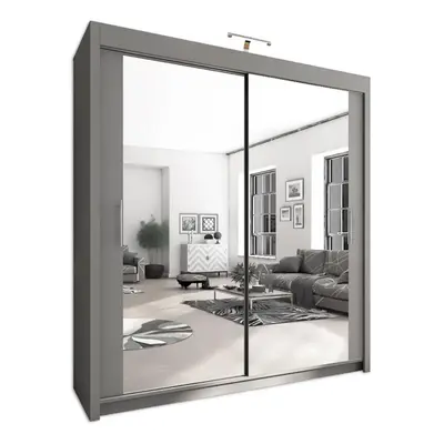 (180cm, Grey) VVista Sliding Mirror Door Wardrobe For Bedroom