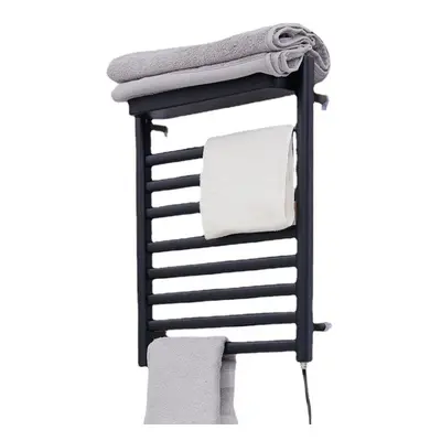 (Black) Towel Warmer Physical Sterilization Clothes Dryer Large Area Hanging Space Waterproof Pu