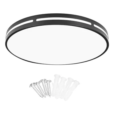 (Black, 50cm) 18W/24W/36W 6000K White LED Ceiling Light Non-Dimmable Indoor Living Bedroom Lamp 