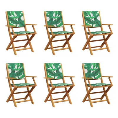 (leaf pattern, pcs) vidaXL Garden Chairs Outdoor Chair Dining Chair Solid Wood Acacia and Fabric