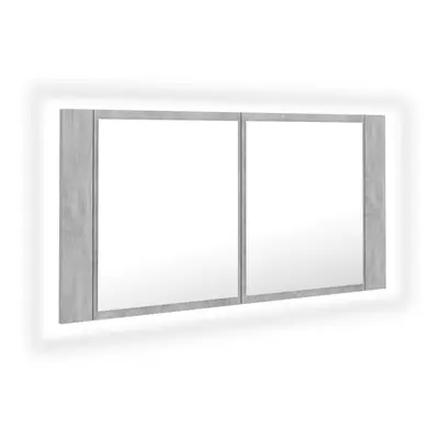 vidaXL LED Bathroom Mirror Cabinet Concrete Grey 90x12x45 cm Acrylic Mirror