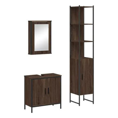 (brown oak) vidaXL Bathroom Furniture Set Piece Sink Cabinet Grey Sonoma Engineered Wood