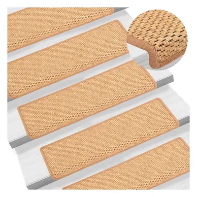 vidaXL Stair Mats Carpet Stair Tread Self-adhesive Sisal-Look pcs Orange