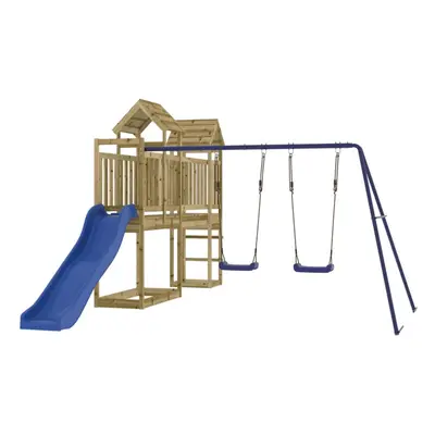 (solid impregnated pinewood) vidaXL Outdoor Playset Playhouse Play Towers Playground Set Solid W