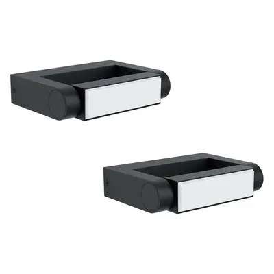 2 PACK IP44 Outdoor Wall Light Black Cast Aluminium 4.8W LED Porch Lamp