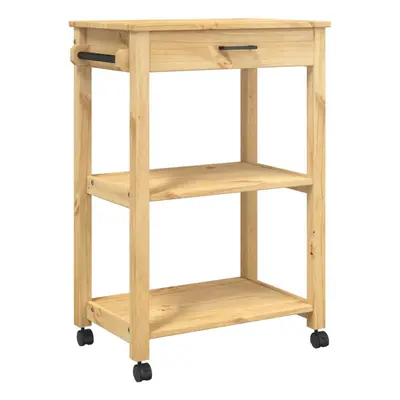 (brown, x x cm) vidaXL Kitchen Trolley Rolling Cart Storage Cart Trolley MONZA Solid Wood Pine