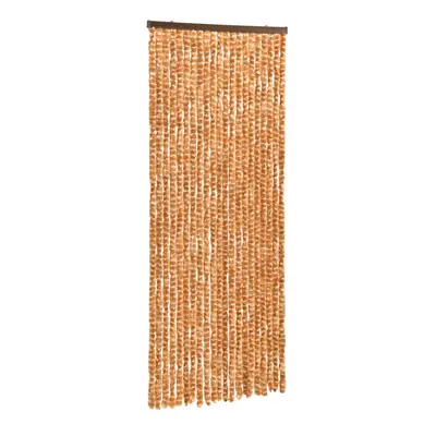 vidaXL Fly Curtain Door Curtain Fly Screen Ochre and White 100x230 cm Chenille