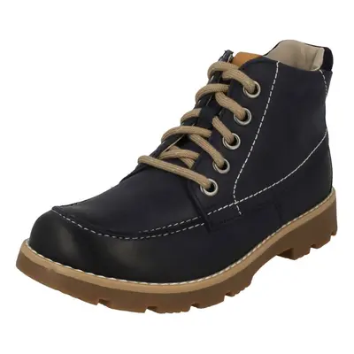 (UK Child, Navy (Blue)) Boys Clarks Casual Boots Comet Moon - F Fit