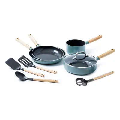 GreenPan MayFlower 9-Piece Nonstick Cookware Set, 100% ToxinFree, Healthy Ceramic, Metal Utensil