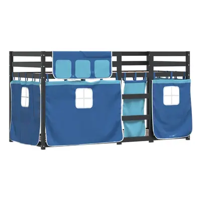 vidaXL Bunk Bed with Curtains Kids Twin Sleeper Blue 90x190 cm Solid Wood Pine