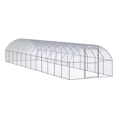 vidaXL Outdoor Chicken Coop 3x12x2 m Galvanised Steel Garden Poultry House