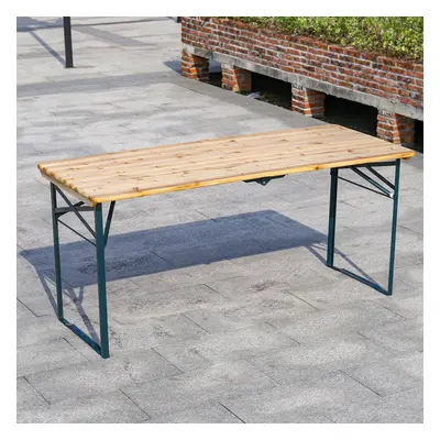 (1 Table Only) Wooden Beer Table+2 Bench Set Folding BBQ Outdoor