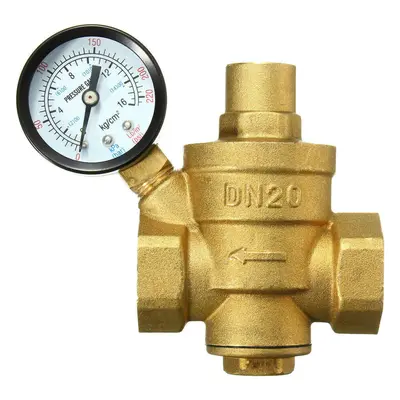 () Adjustable Water Heater Pressure Reducing Valve with Gauge Meter Safety Relief Regulator Cont