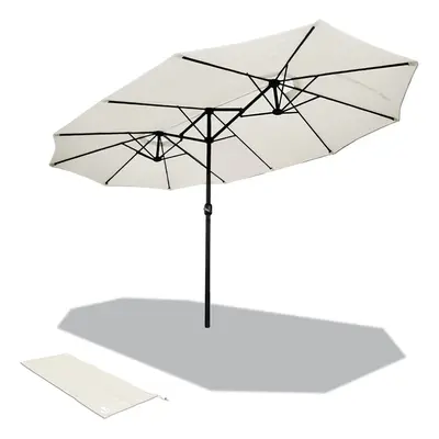 VOUNOT Double Garden Parasol with Hand Crank with Cover, 4.6m Beige