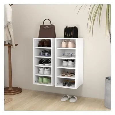 vidaXL 2x Shoe Cabinets White Engineered Wood Shoe Storage Organiser Shelf