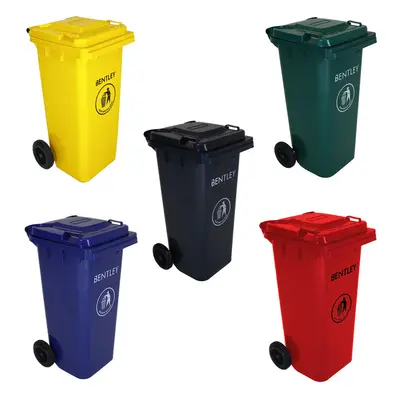 (Red) Charles Bentley Outdoor Household Waste Medium Rubbish Litre Wheelie Bin