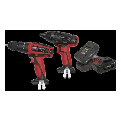 2 x 20V SV20 Series Cordless Ø13mm Combi Drill & 1/4"Hex Drive Impact Driver Combo Kit