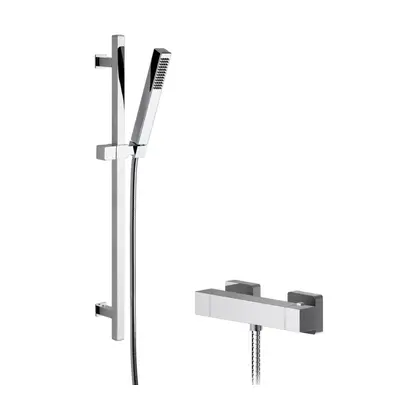 Ripple Square Bar Valve & Slide Rail Shower Kit - Chrome - Balterley