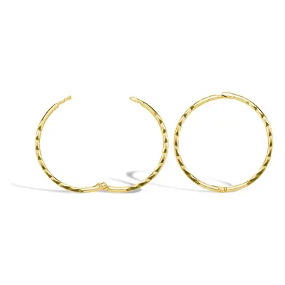 Jewelco London Solid 9ct Yellow Gold Diamond Cut Hinged Sleeper 1mm Hoop Earrings 16mm - JER650C