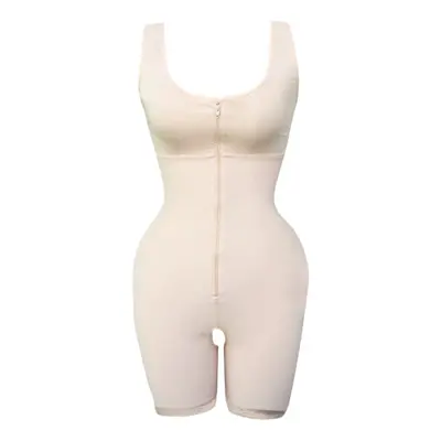 (Khaki, 18) Front Zipper Control Tummy Shaping Hips Bodysuit