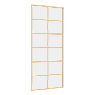 vidaXL Sliding Door Interior Barn Door Gold Clear ESG Glass and Aluminium