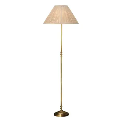 Luxury Georgian Floor Lamp Solid Brass & Beige Organza Pleated Shade 1.75m Tall