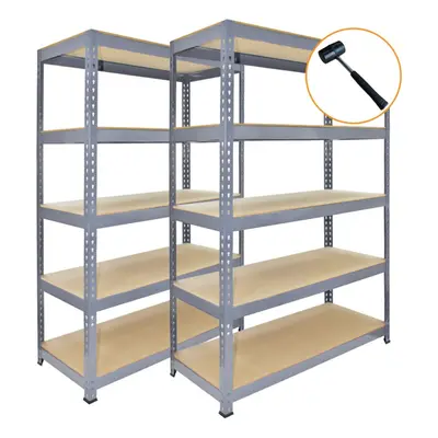 10 x Grey Racking Unit Tier Garage Storage Warehouse Shelving 120x50x180cm