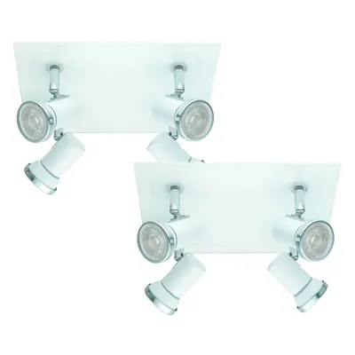 2 PACK Wall Flush Ceiling Light IP44 Bathroom Colour White Chrome GU10 4x3.3W