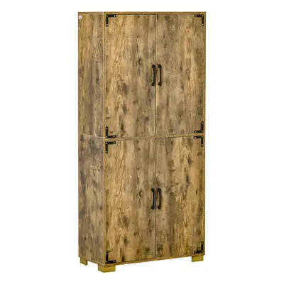 HOMCOM Farmhouse 4-Door Cabinet with Storage Shelves for Bedroom Rustic Wood