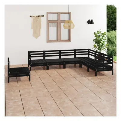 vidaXL Garden Lounge Set Outdoor Lounge Set Piece Solid Wood Pine Black