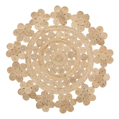 Round Area Rug Braided Ã¸ cm Beige BIRECIK