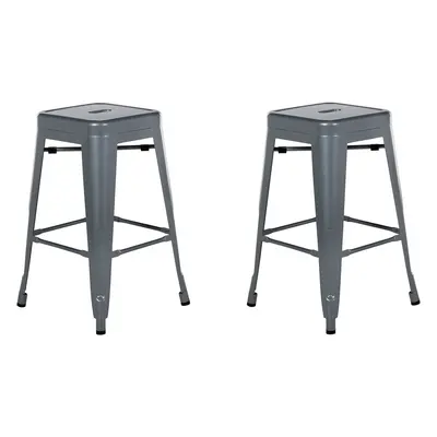 Set of Bar Stools CABRILLO Metal Grey