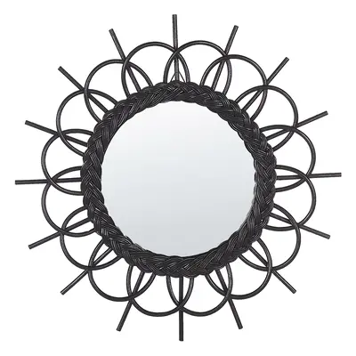 Wall Mirror TELAKIA cm cm Rattan Black