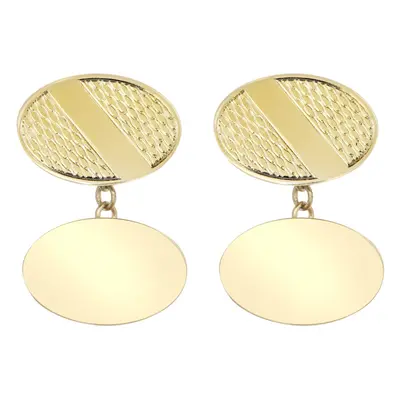 Jewelco London Men's Solid 9ct Yellow Gold Twin Oval Ogee Pattern Chain Linked Cufflinks (with I