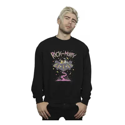 (3XL, Black) Rick And Morty Mens Pink Spaceship Sweatshirt