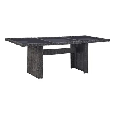 vidaXL Garden Dining Table Black Glass and Poly Rattan Outdoor Dinner Table