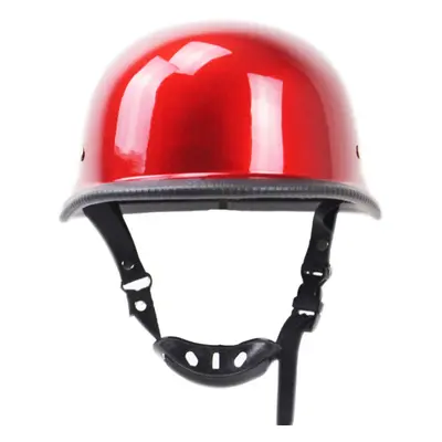 (Red, L) Motorcycle Matte German Half Face Helmet Chopper Cruiser Biker