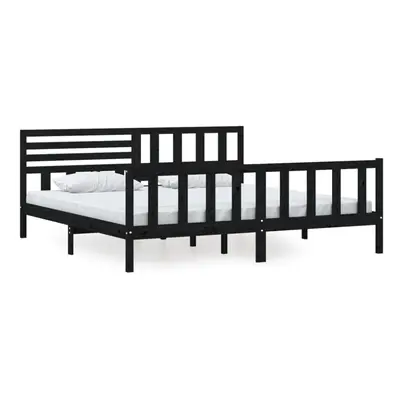 (black, x cm) vidaXL Bed Frame Bed Base Bedstead Bedroom Mattress Foundation Solid Wood