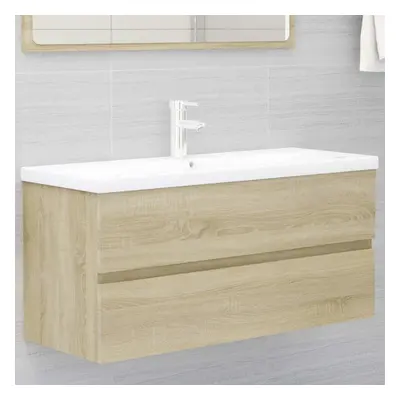 vidaXL Sink Cabinet Chipboard Sonoma Oak Furniture Bathroom Washroom Rack