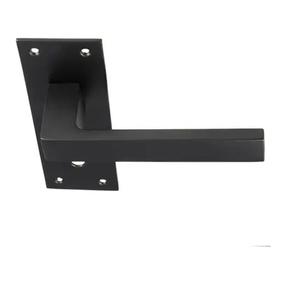 PAIR Straight Square Handle on Slim Lock Backplate x 50mm Matt Black