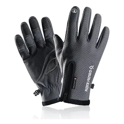 (Logo Gray, L) Winter Warm Touch Screen Gloves Sports Warm Riding Skiproof Windproof Waterproof 