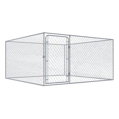 vidaXL Outdoor Dog Kennel Galvanised Steel Animal Cages House Puppy Shelter