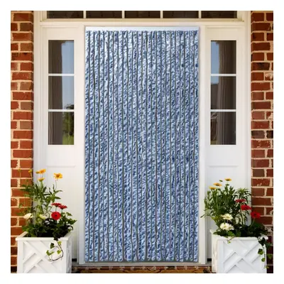 vidaXL Insect Curtain Blue White and Silver 100x220cm Chenille Fly Door Screen