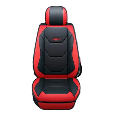 (Red) PC Universal Full Car Seat Mat Cover PU Leather Breathable Cushion Pad