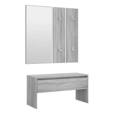 (Grey sonoma) vidaXL Hallway Furniture Set Living Room Bench and Coat Rack Engineered Wood