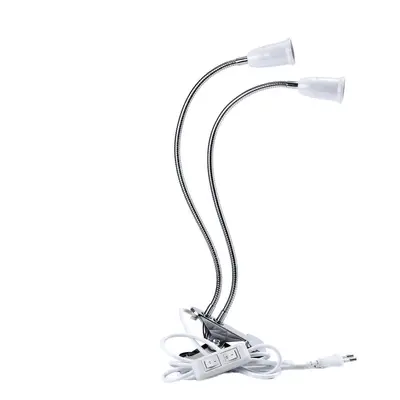 (EU Plug) 40CM E27 Flexible Dual Head Clip Lampholder Bulb Adapter with On/off Switch for LED Gr