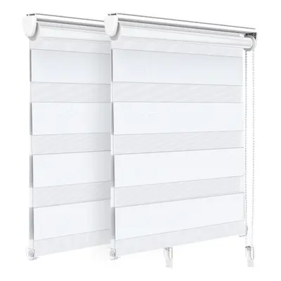 VOUNOT Set of Zebra Roller Blind Double Fabric, Day and Night Translucent or Blackout Vision Cur