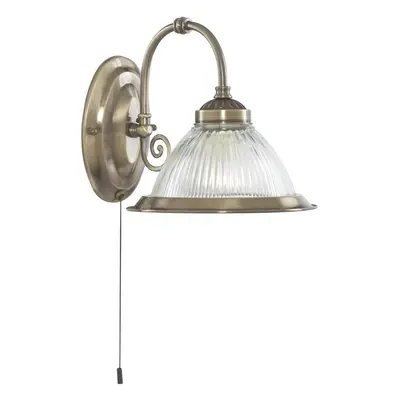 American Diner Tradition Switched Wall Light With Clear Ribbed Glass